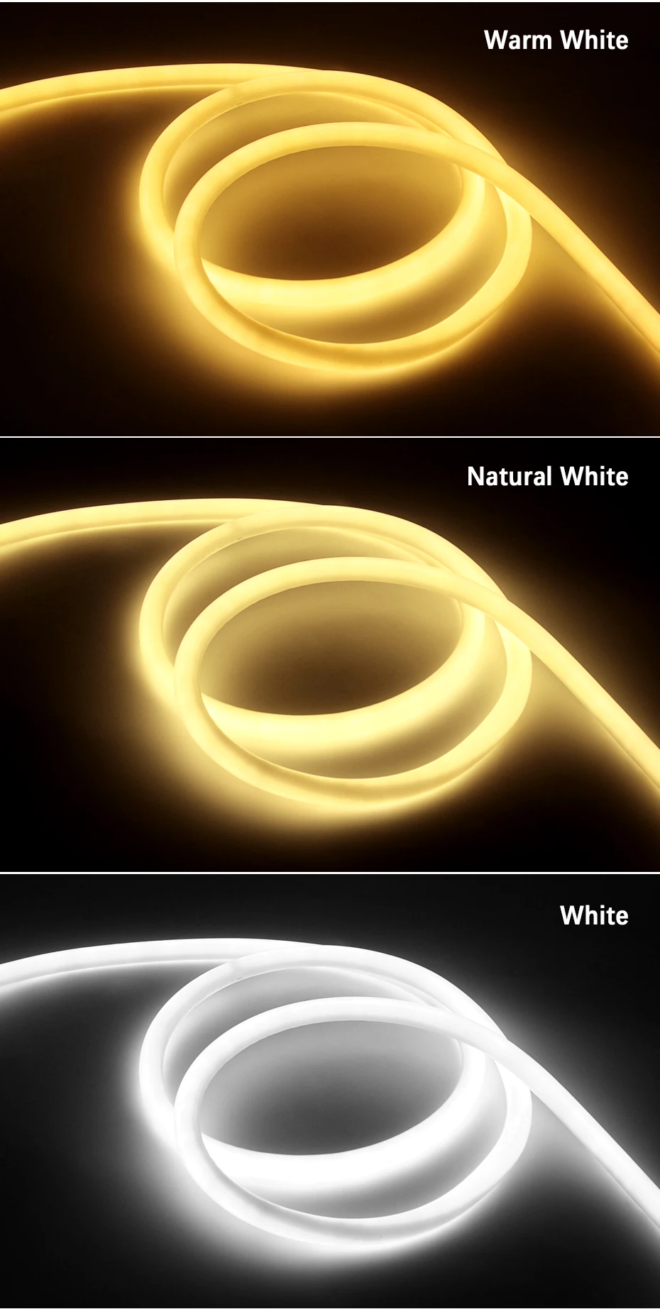 360 Round Tube 220V Flexible Rope Light 120leds/m LED Neon Light Strip Cold White/Natural White/Red/Green/Blue/Pink Waterproof