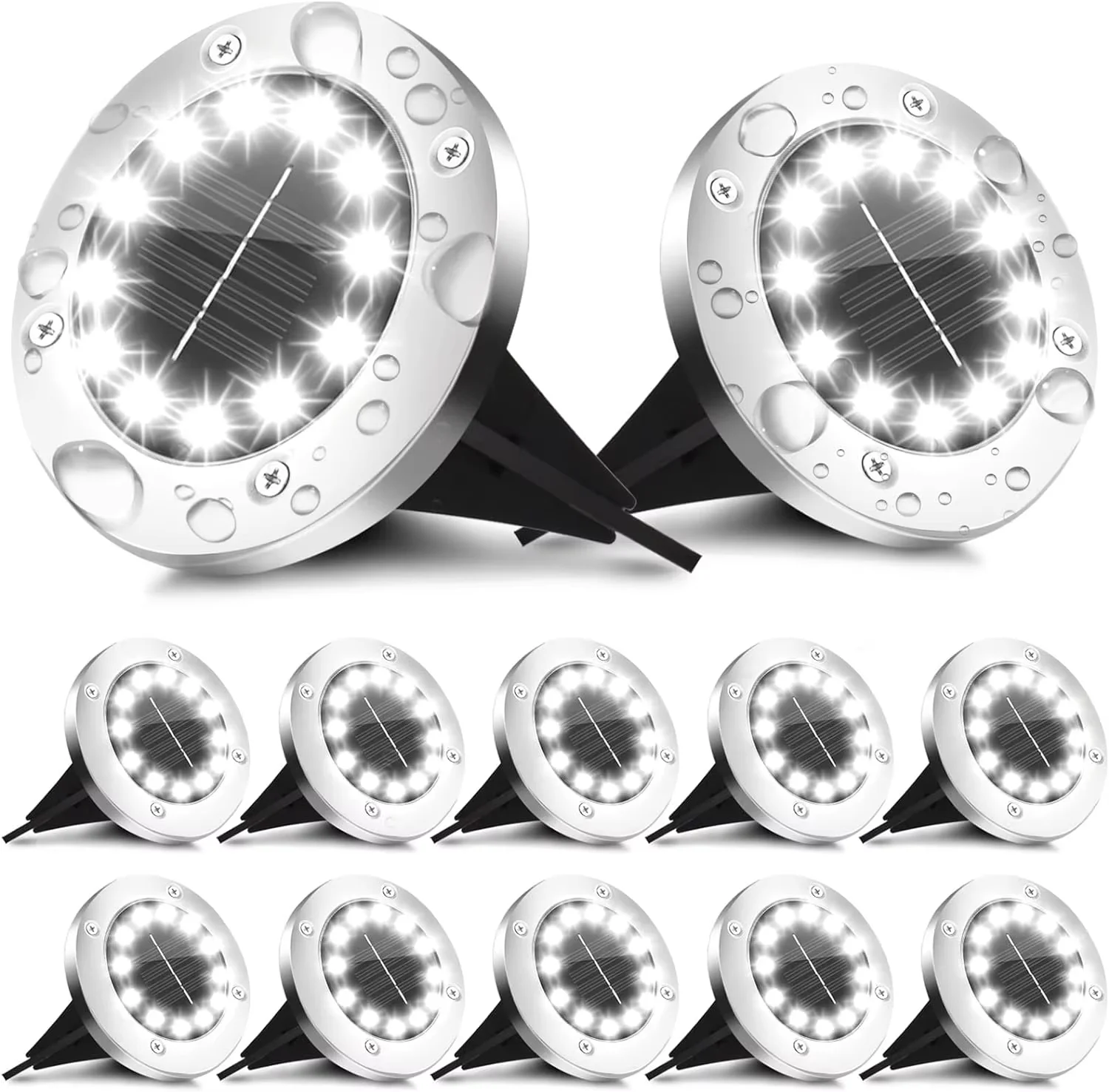 16 LEDs Bright Solar Ground Lights Outdoor Waterproof Solar LED Light for Pathway Garden Yard Lawn Walkway Driveway Decoration