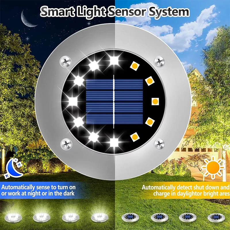16 LEDs Bright Solar Ground Lights Outdoor Waterproof Solar LED Light for Pathway Garden Yard Lawn Walkway Driveway Decoration