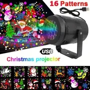 1pc Snowflake Christmas Night Projector Light,16 Patterns Waterproof Rotating Christmas LED Stage Lights Christmas Decoration