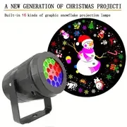 1pc Snowflake Christmas Night Projector Light,16 Patterns Waterproof Rotating Christmas LED Stage Lights Christmas Decoration