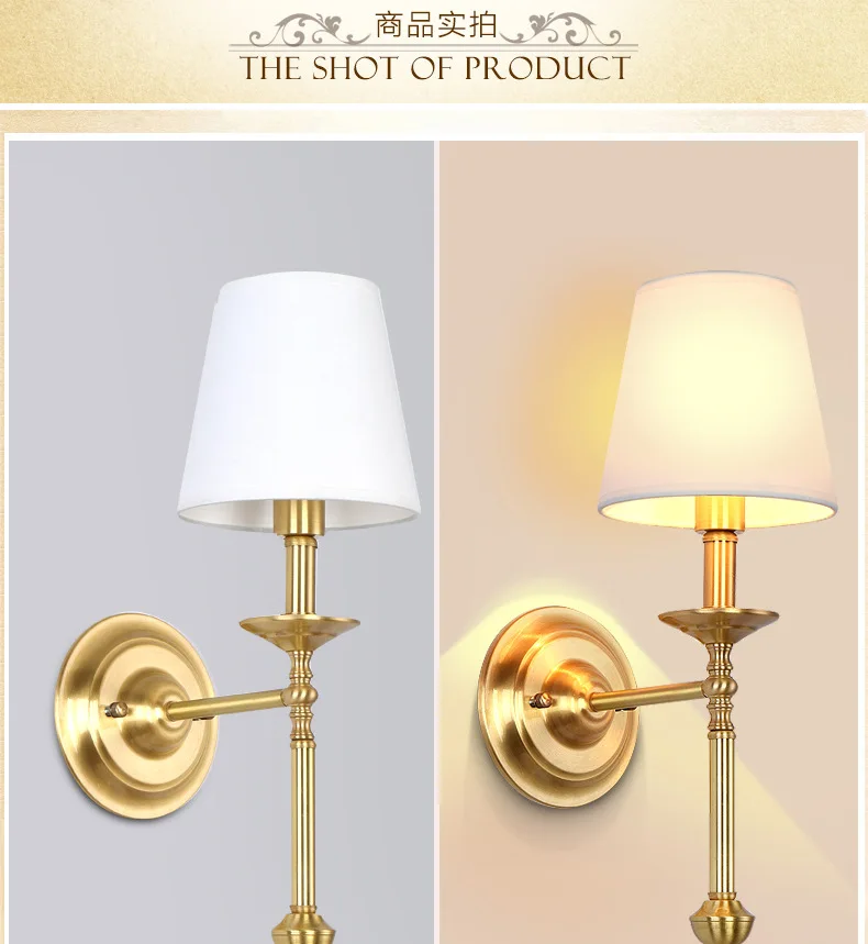 nordic Copper Vintage Wall Lamps American wall lights For Home Living Room Home Lighting LED Wall Sconce Indoor Decor Luminaire