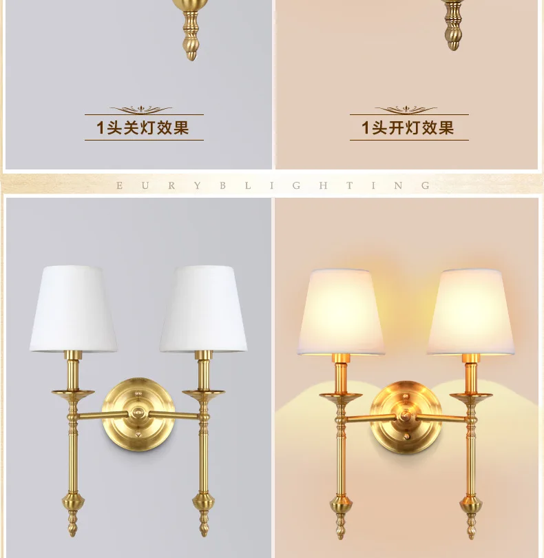 nordic Copper Vintage Wall Lamps American wall lights For Home Living Room Home Lighting LED Wall Sconce Indoor Decor Luminaire