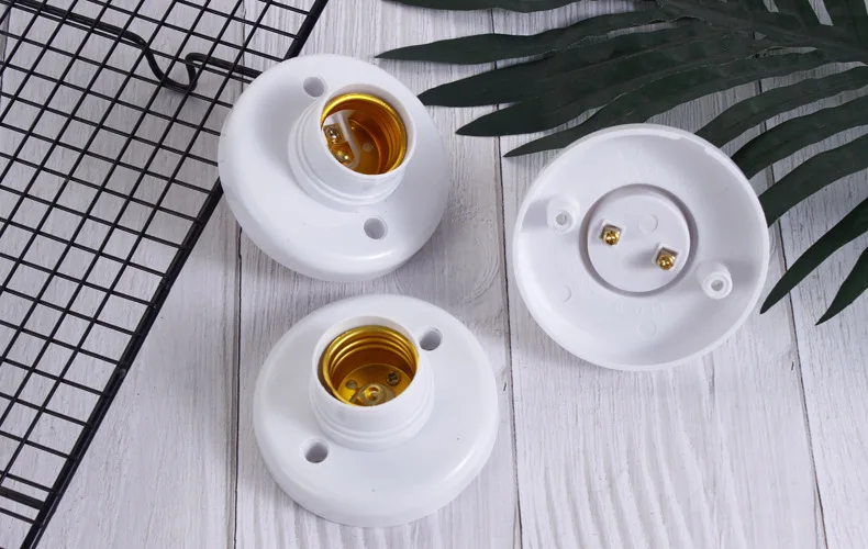 5-50pcs E27 Screw Cap Socket White Gold Ceiling Light Lamp Bulb Fixing Base Stand Light Bulb Holder Lamp Socket For Home 6A 250V