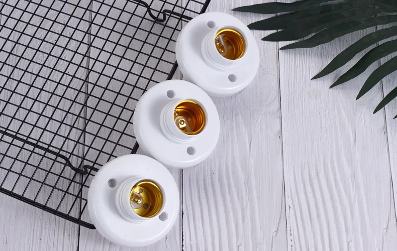 5-50pcs E27 Screw Cap Socket White Gold Ceiling Light Lamp Bulb Fixing Base Stand Light Bulb Holder Lamp Socket For Home 6A 250V