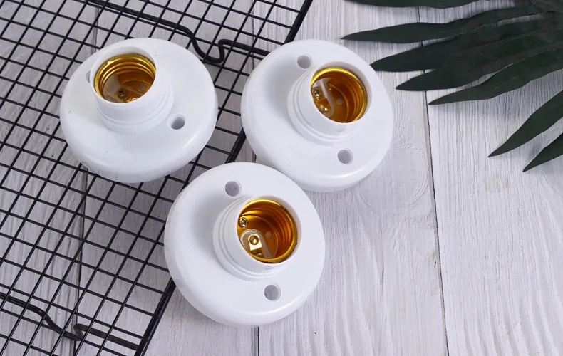 5-50pcs E27 Screw Cap Socket White Gold Ceiling Light Lamp Bulb Fixing Base Stand Light Bulb Holder Lamp Socket For Home 6A 250V