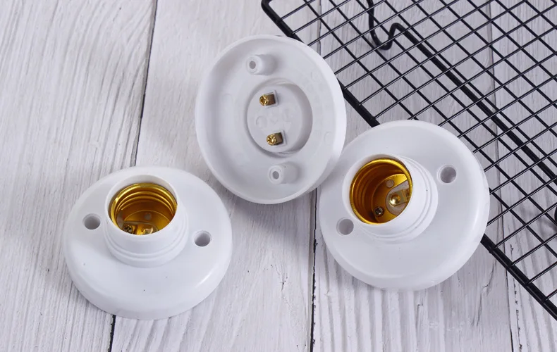 5-50pcs E27 Screw Cap Socket White Gold Ceiling Light Lamp Bulb Fixing Base Stand Light Bulb Holder Lamp Socket For Home 6A 250V