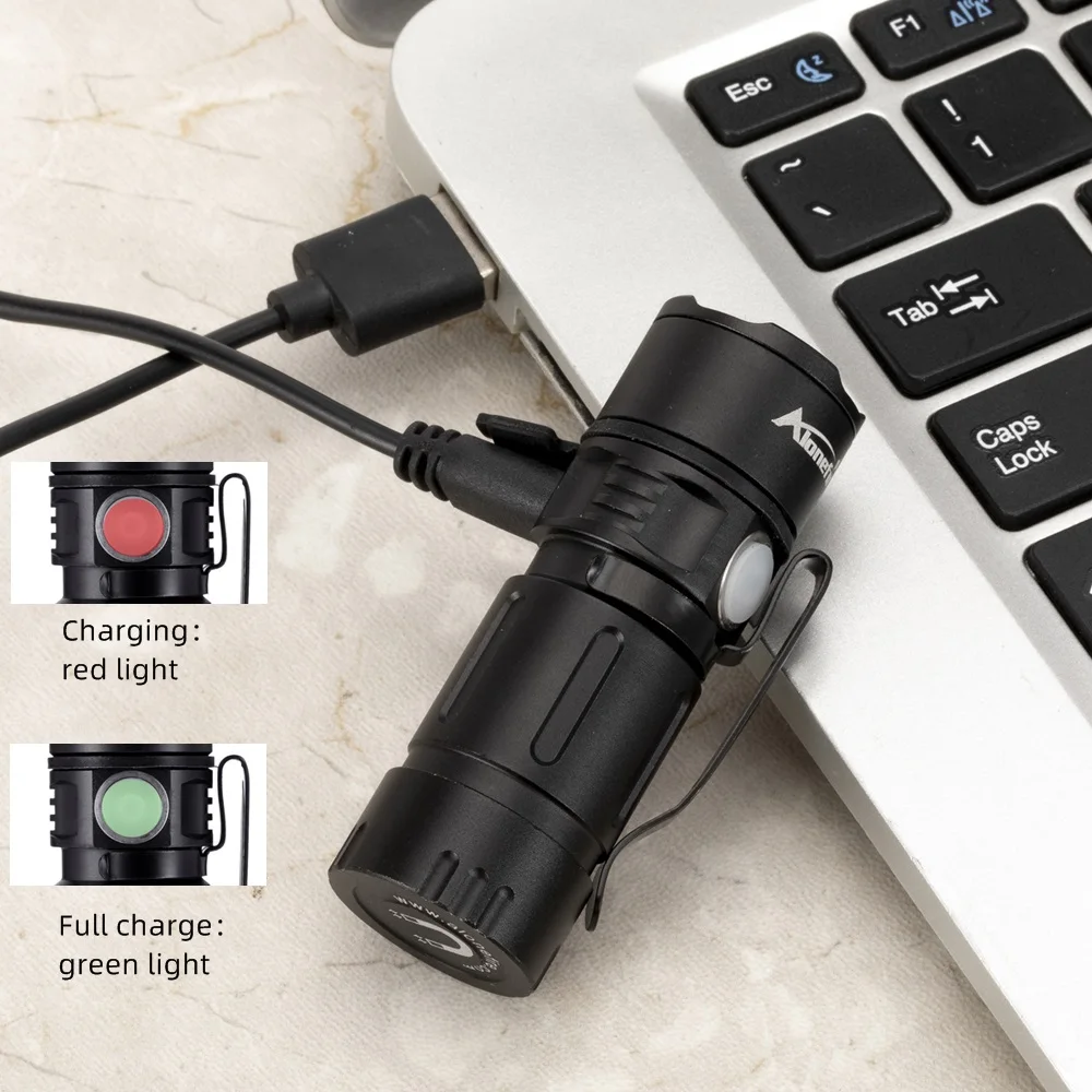 X30 5W LED Portable Mini LED Flashlight Magnet USB Rechargeable Outdoor Child Lady Backpack Pocket Torch Lamp 16340 Battery