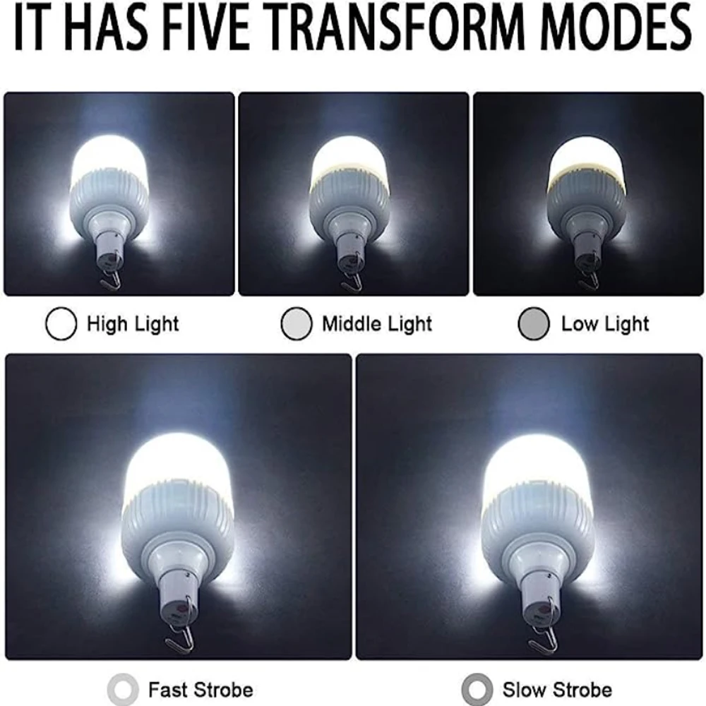 1-8pcs Portable Outdoor Camping Lights USB Rechargeable Lamp LED Emergency Bulb Hook High Power Tents Lantern Night Lights Bulb