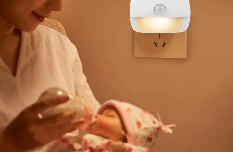 LED Night Light With Motion Sensor EU US Plug Lamps Wall Night Lamp Dimmable Bedroom Toilet Hallway Kitchen Kids Night Lights