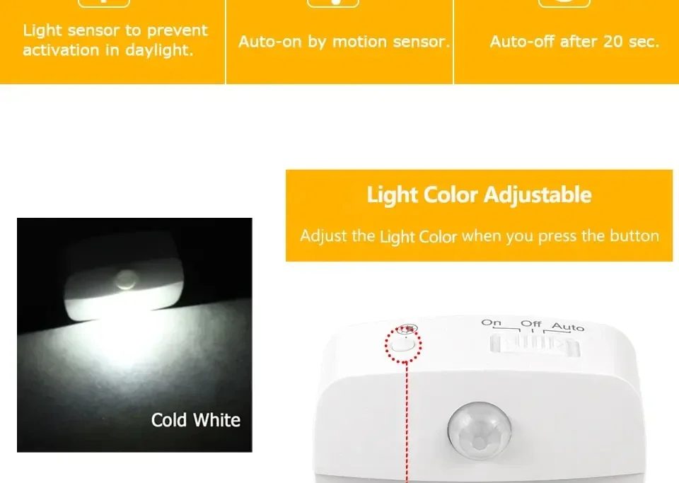 LED Night Light With Motion Sensor EU US Plug Lamps Wall Night Lamp Dimmable Bedroom Toilet Hallway Kitchen Kids Night Lights
