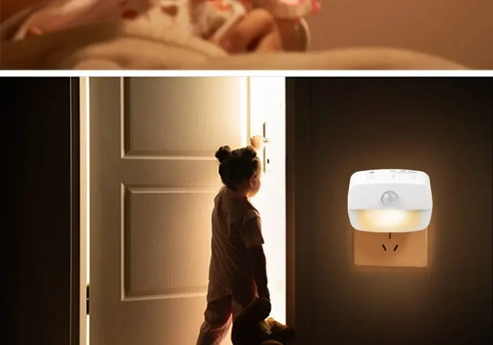 LED Night Light With Motion Sensor EU US Plug Lamps Wall Night Lamp Dimmable Bedroom Toilet Hallway Kitchen Kids Night Lights