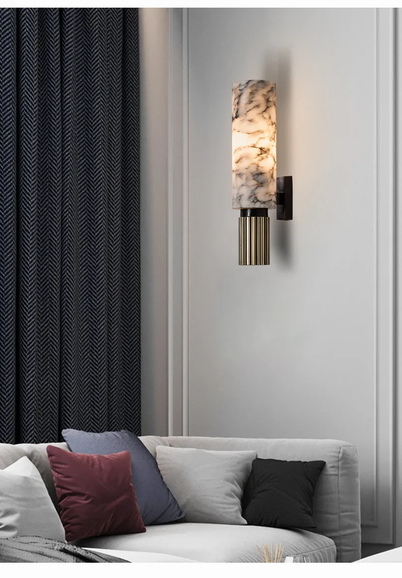 Modern Luxury Natural Marble Wall Lamp Living Room Bedside Bedroom Decoration LED Light Fixtures Vintage Sconce Home-appliance