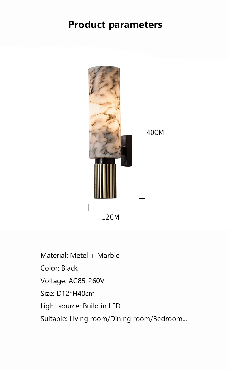 Modern Luxury Natural Marble Wall Lamp Living Room Bedside Bedroom Decoration LED Light Fixtures Vintage Sconce Home-appliance