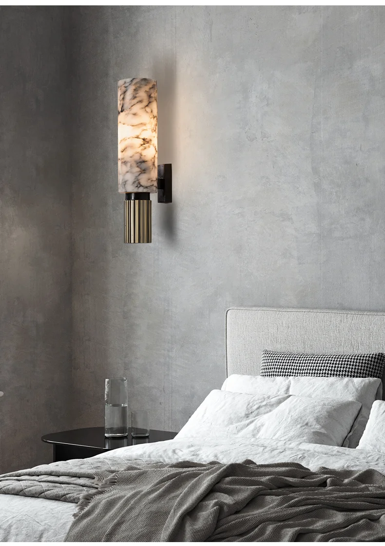 Modern Luxury Natural Marble Wall Lamp Living Room Bedside Bedroom Decoration LED Light Fixtures Vintage Sconce Home-appliance