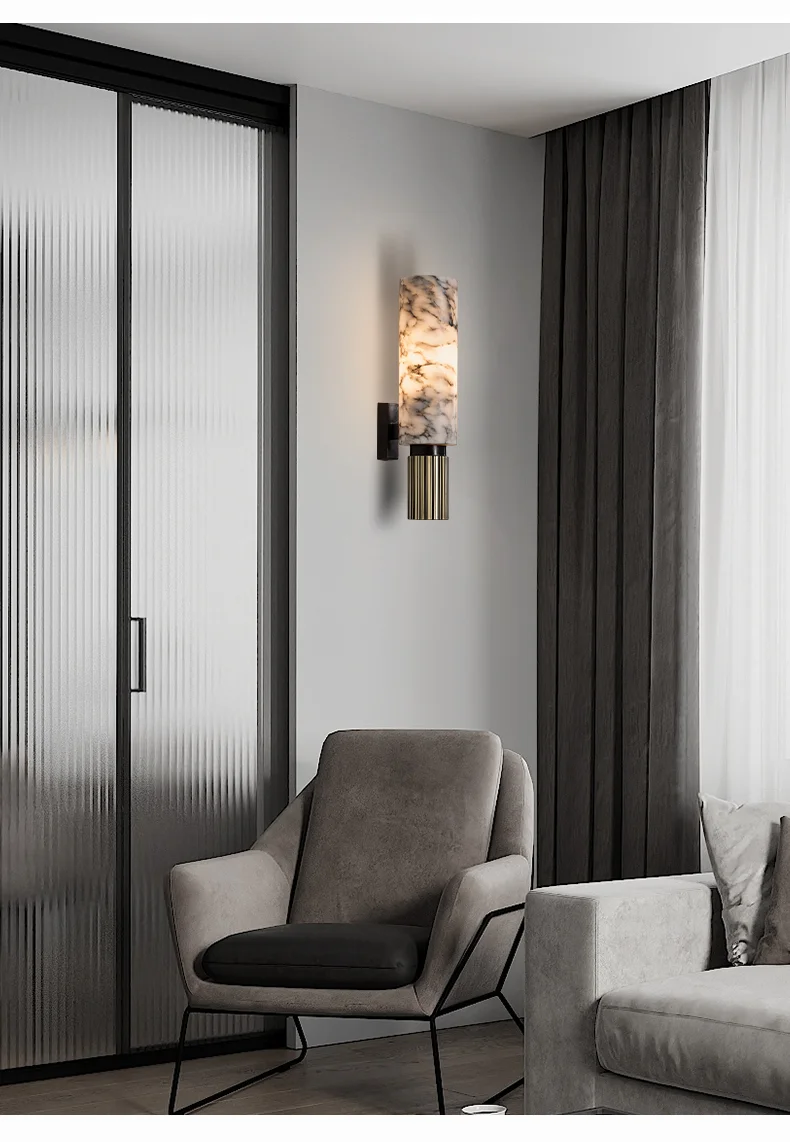 Modern Luxury Natural Marble Wall Lamp Living Room Bedside Bedroom Decoration LED Light Fixtures Vintage Sconce Home-appliance