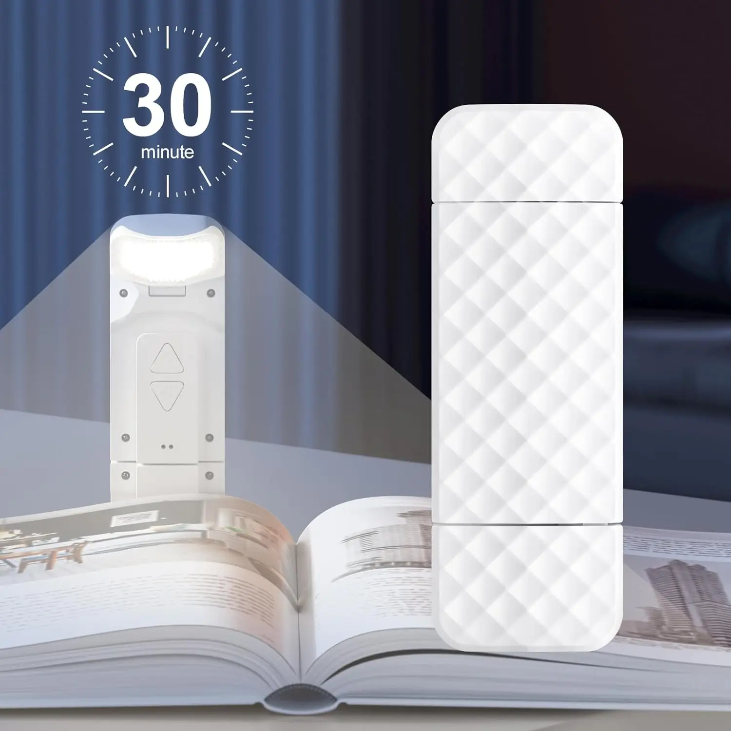 Rechargeable Reading Light with 3 Color & 5 Brightness, Adjustable Angles Portable Book Lamp for Bed,30 Mins Timer for Kids Room