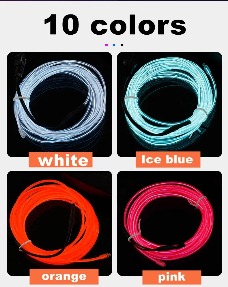 1M/2M/3M/4M/5M Multicolor Led Strip Lights Flexible Neon Light EL Wire Led Dance Party Atmosphere Decor Light String Car Light