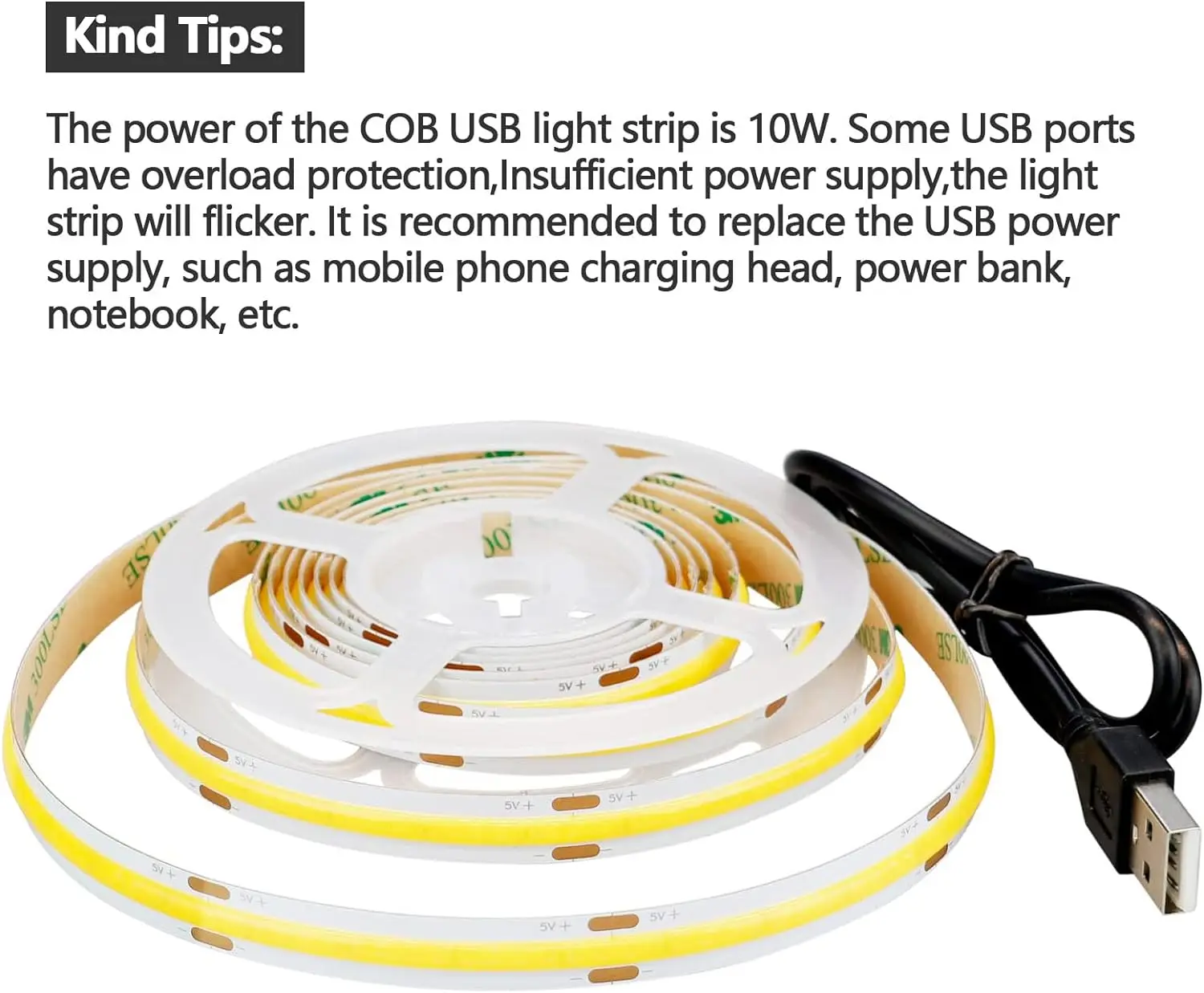 DC 5V USB LED COB Strip White Warm White LED Strip Light TV Background Lighting Tape Home Decor Lamp 1- 5m LED String Light