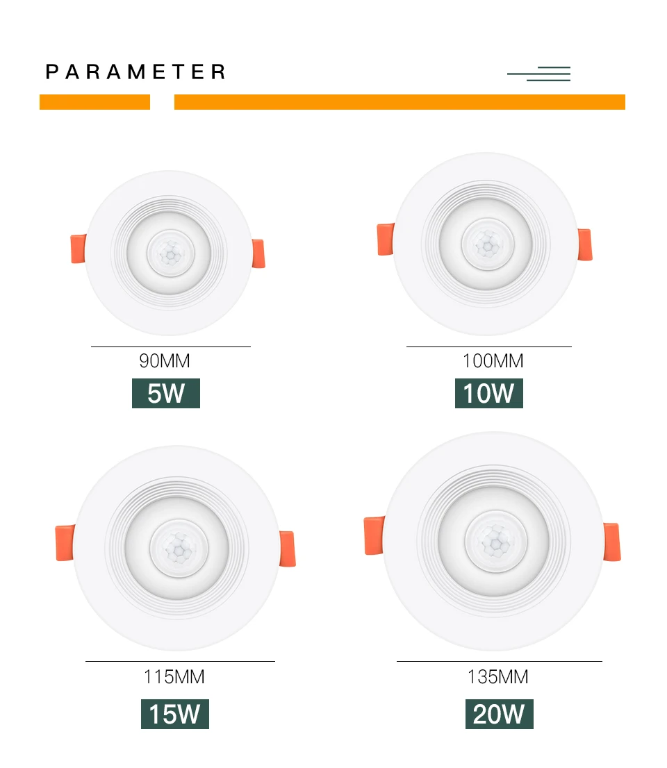 20W 15W 10W 5W PIR Motion Sensor Downlight AC85-265V Recessed Ceiling Light For Corridor Living Room Kitchen Decor Lighting