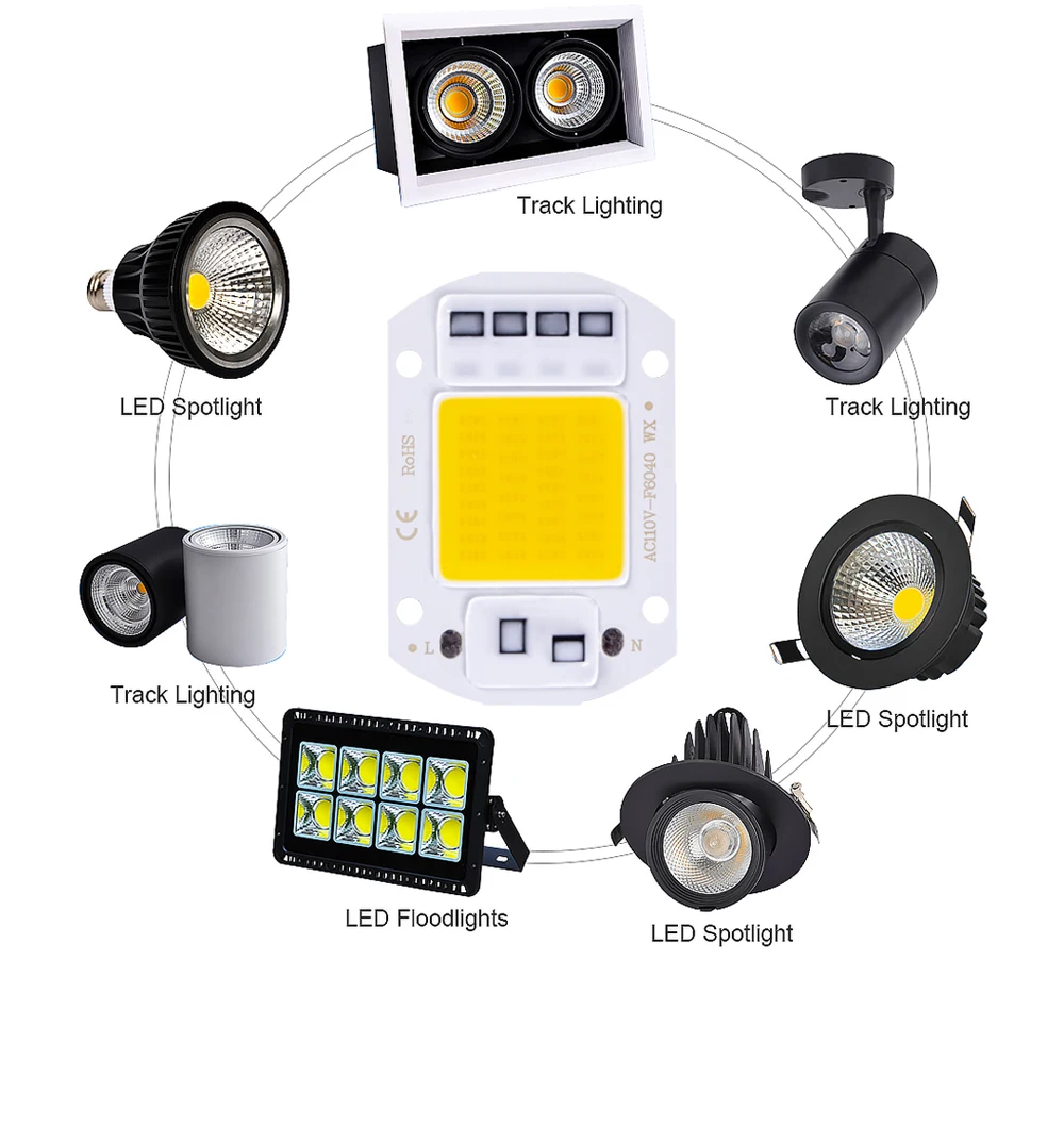 1/PCS COB Chip 10W 20W 30W 50W 220V LED Smart IC No Need Driver 3W 5W 7W 9W LED Bulb Lamp for Flood Light Spotlight Diy Lighting