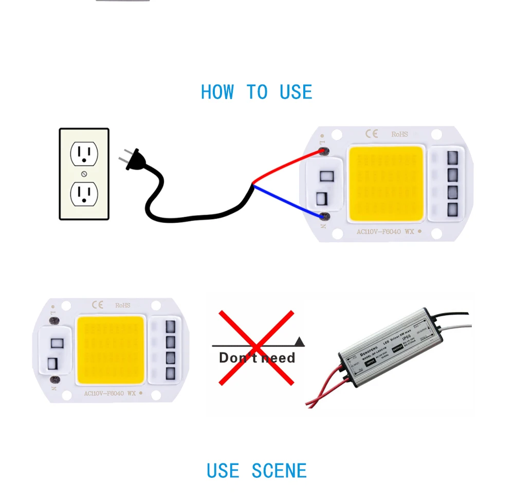 1/PCS COB Chip 10W 20W 30W 50W 220V LED Smart IC No Need Driver 3W 5W 7W 9W LED Bulb Lamp for Flood Light Spotlight Diy Lighting