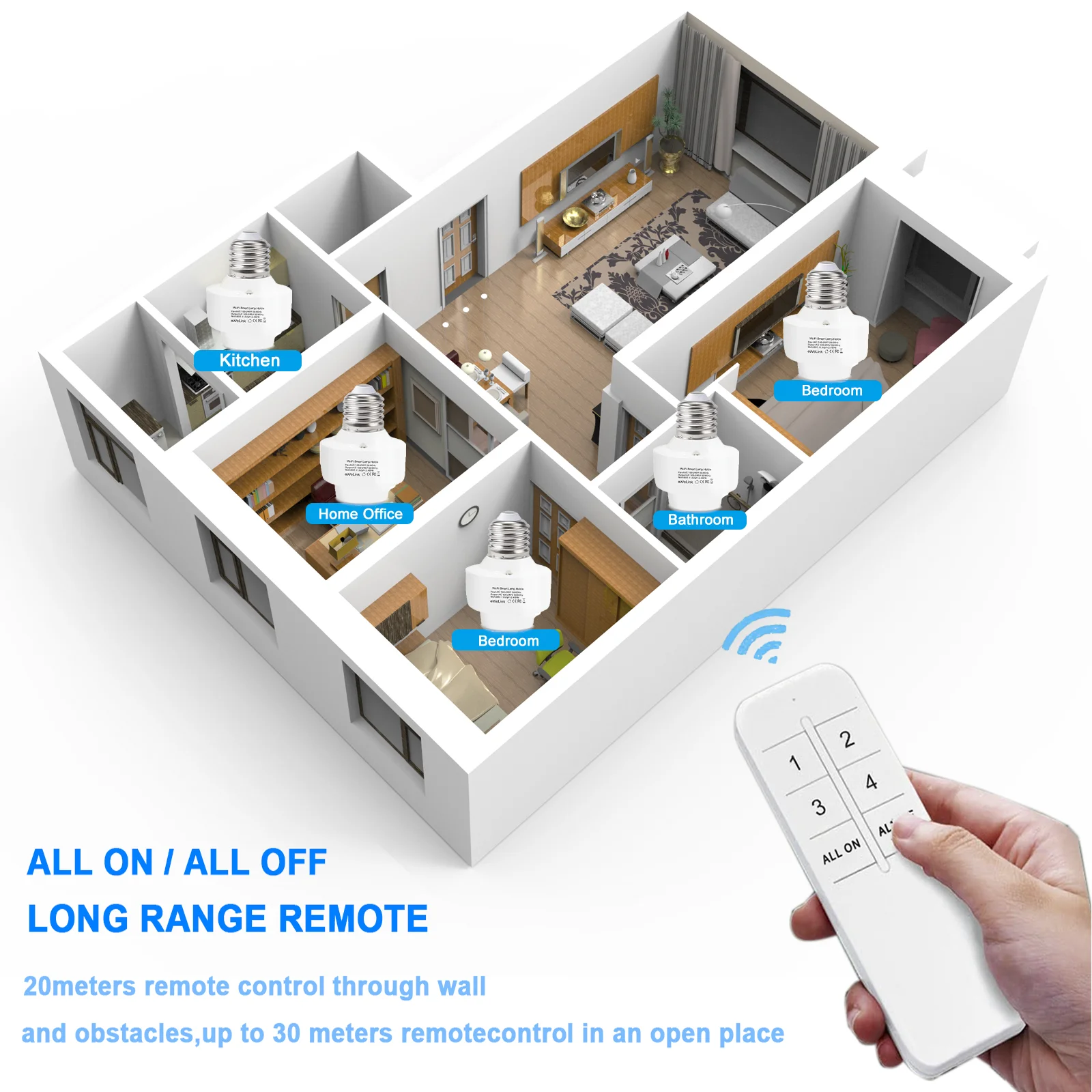 EWelink Mini E27 Wifi Lamp Holder Remote Control APP Smart Home Light Bulbs Adapter Via Alexa Google Home Voice Control