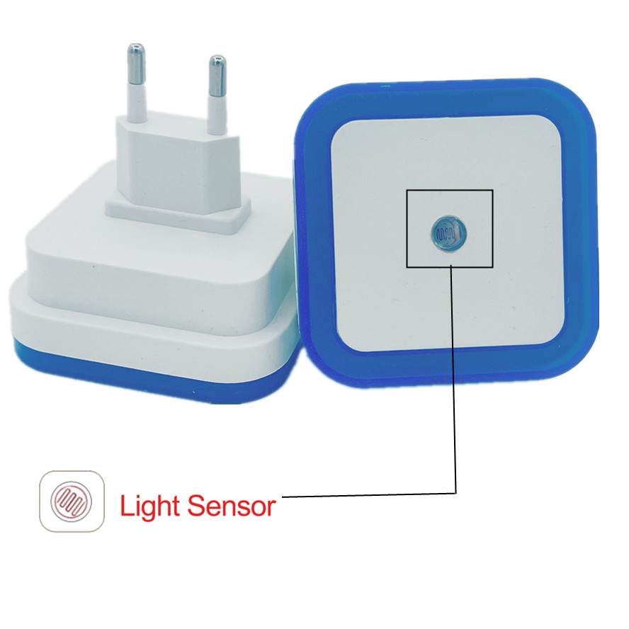 Mini LED Night Light EU/US Plug in Dusk to Dawn Sensor Wall Nights Lamp Square for Bedroom Hallway Stairs Corridor 110V 220V