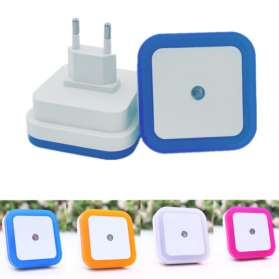 Mini LED Night Light EU/US Plug in Dusk to Dawn Sensor Wall Nights Lamp Square for Bedroom Hallway Stairs Corridor 110V 220V