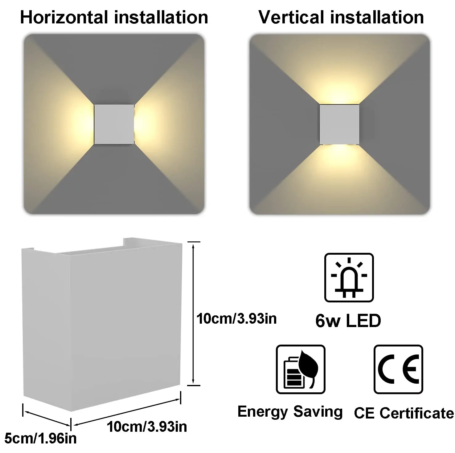 LED Wall Sconces 6W Modern Indoor Outdoor IP65 Wall Lamp, Up Down Wall Mount Lights for Living Room Hallway Bedroom