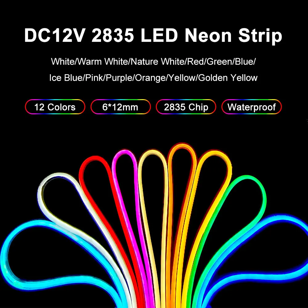 DC12V Neon Signs Flexible Led Tube Can Be Cut 2835 120LEDs/M Waterproof IP65 Silicone Strip Light Christmas For Holiday Party
