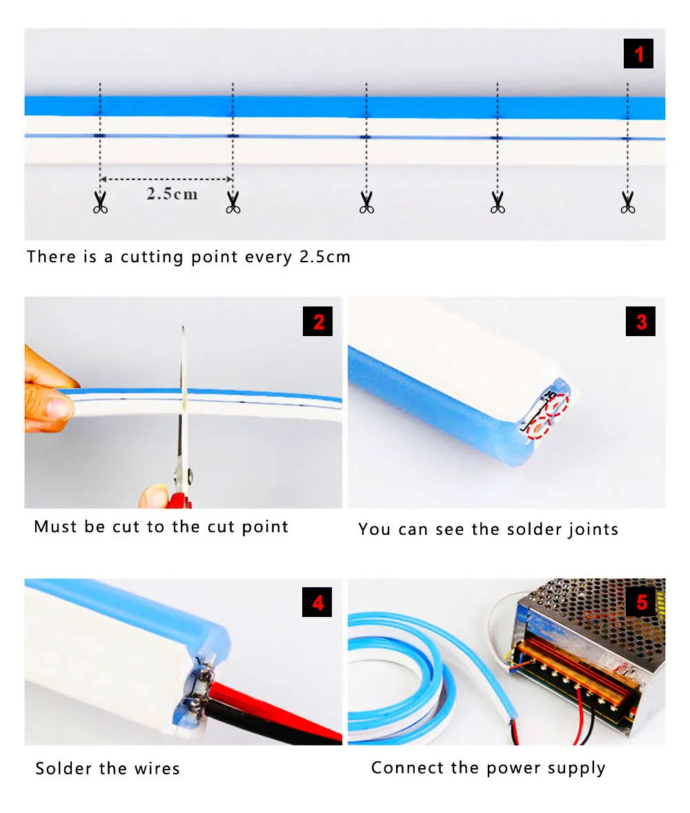 DC12V Neon Signs Flexible Led Tube Can Be Cut 2835 120LEDs/M Waterproof IP65 Silicone Strip Light Christmas For Holiday Party