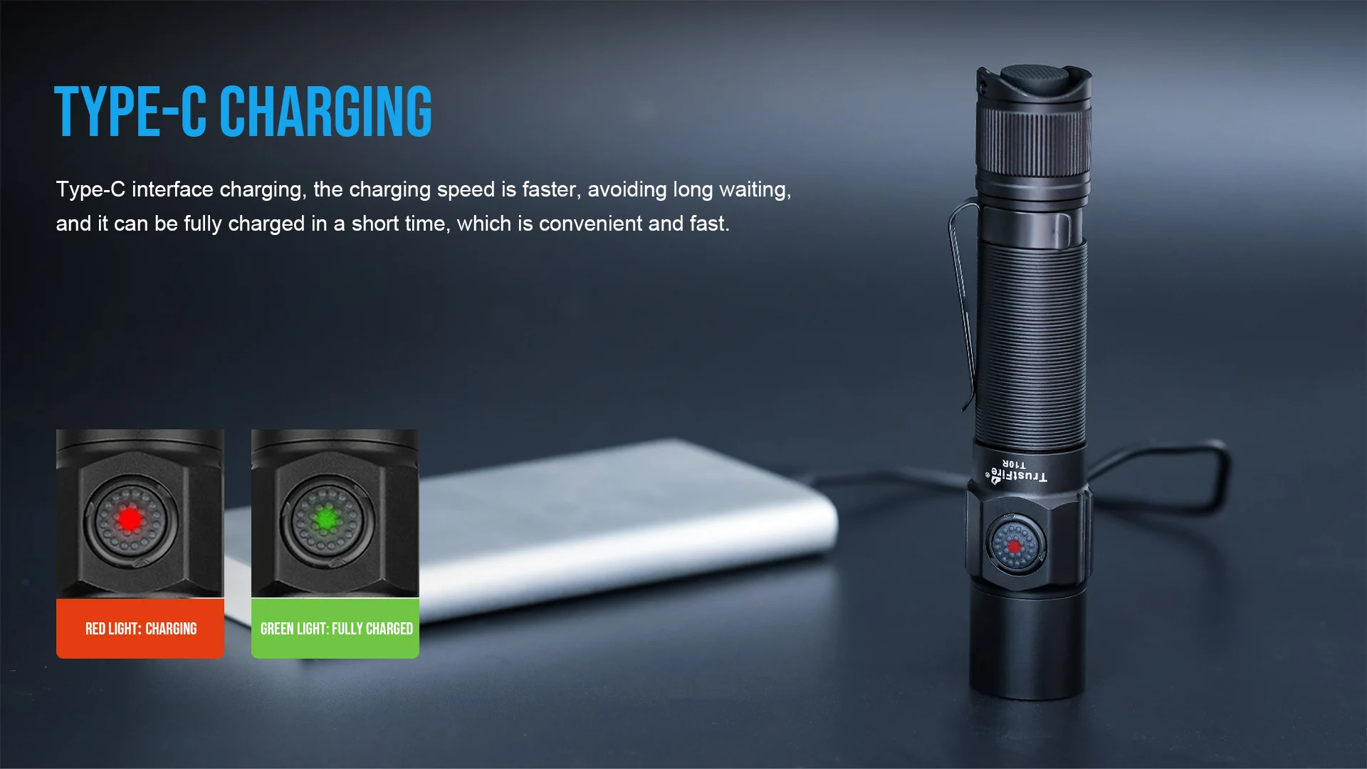 Trustfire T10R Army Tactical Flashlight 1800Lumen Powerful Type C USB Rechargeable 18650 LED Rechargeable Military Tactical Lamp