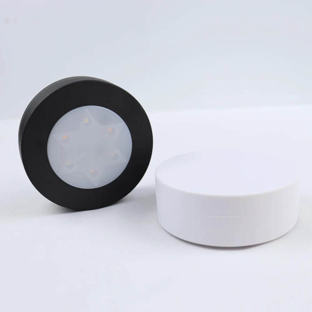 Round LED Cabinet Closet Light CCT Under Furniture Dimmable Lamps Battery Powered Night Bedroom Wardrobe Lighting Remote Control