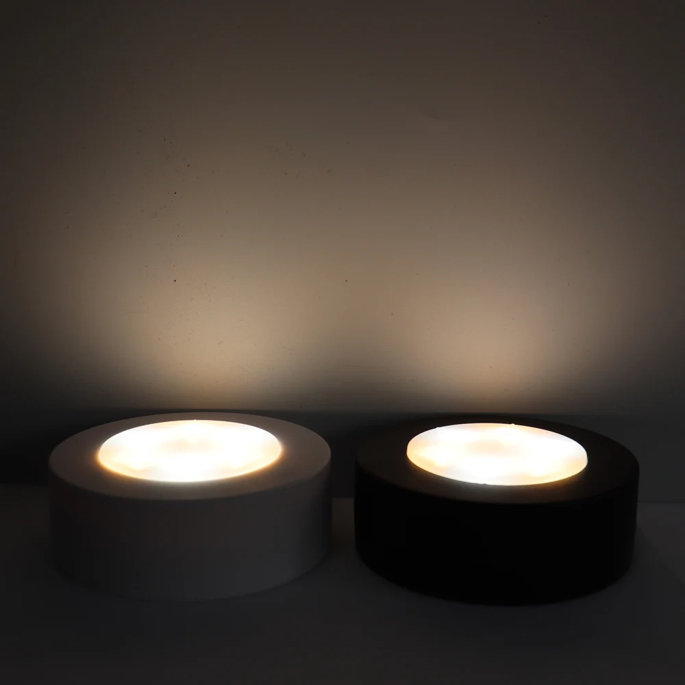 Round LED Cabinet Closet Light CCT Under Furniture Dimmable Lamps Battery Powered Night Bedroom Wardrobe Lighting Remote Control