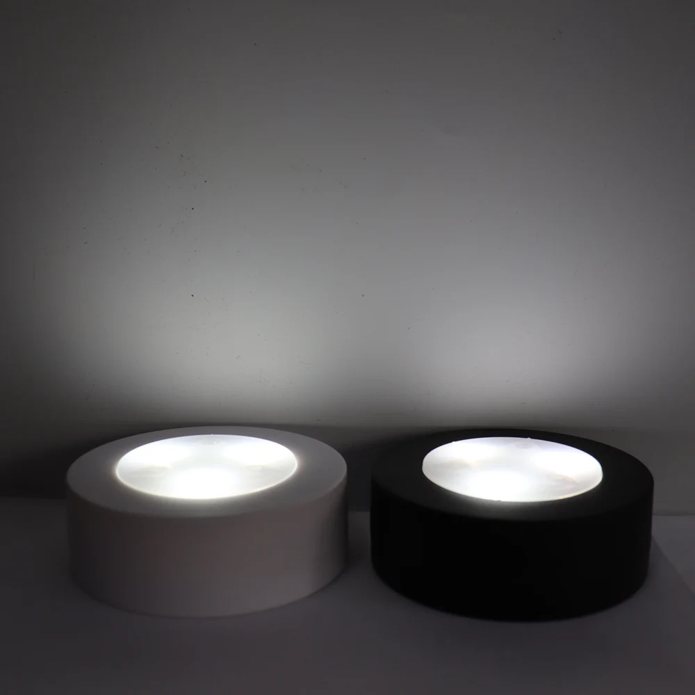 Round LED Cabinet Closet Light CCT Under Furniture Dimmable Lamps Battery Powered Night Bedroom Wardrobe Lighting Remote Control