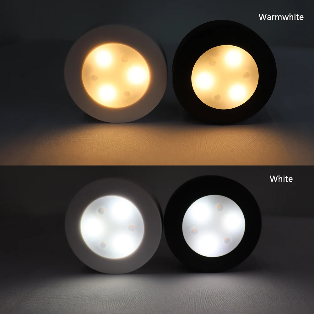 Round LED Cabinet Closet Light CCT Under Furniture Dimmable Lamps Battery Powered Night Bedroom Wardrobe Lighting Remote Control