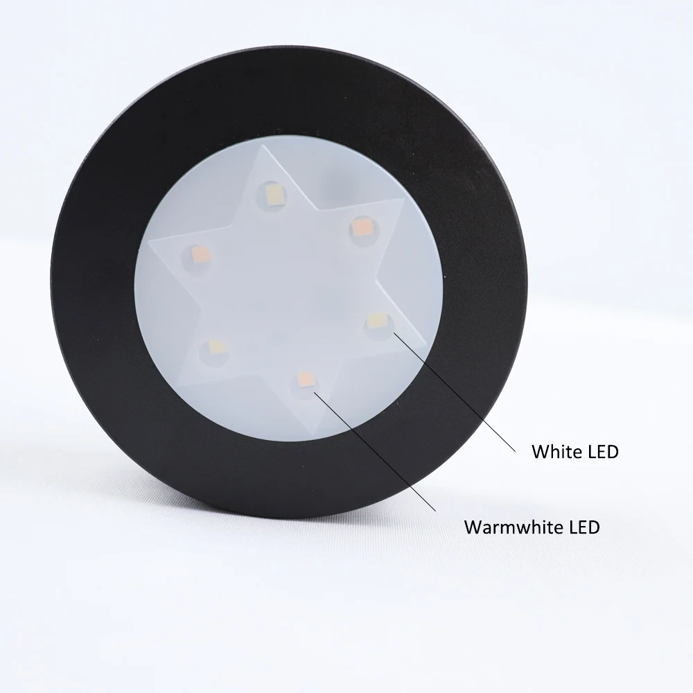 Round LED Cabinet Closet Light CCT Under Furniture Dimmable Lamps Battery Powered Night Bedroom Wardrobe Lighting Remote Control
