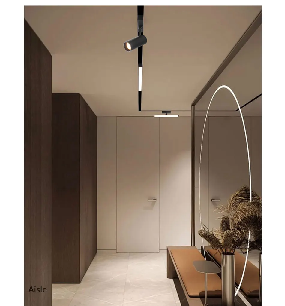 6MM Thin Smart Tuya Zigbee Dimmable Ceiling Surface Mount Magnetie Track Light System Black White Slim Lamp Safe DC48V for Home
