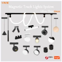 6MM Thin Smart Tuya Zigbee Dimmable Ceiling Surface Mount Magnetie Track Light System Black White Slim Lamp Safe DC48V for Home