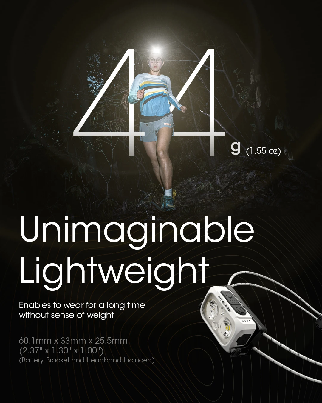NITECORE NU21 Dual Beam Headlamp USB-C Rechargeable 360 Lumen Running Fishing Lightwieght Outdoor Headlight, Built in Battery