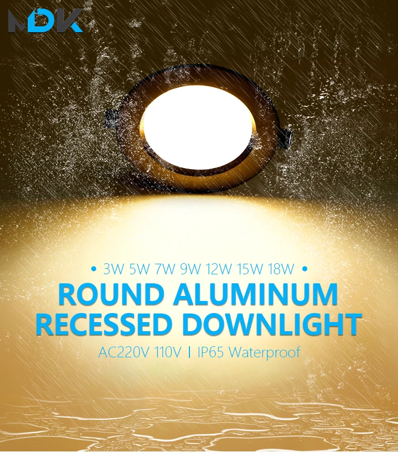 LED Downlight Ceiling Light Black Lamps Waterproof 5W 9W 12W 15W 18W AC 220V 230V 110V Spot IP65 LED Downlight Lamp