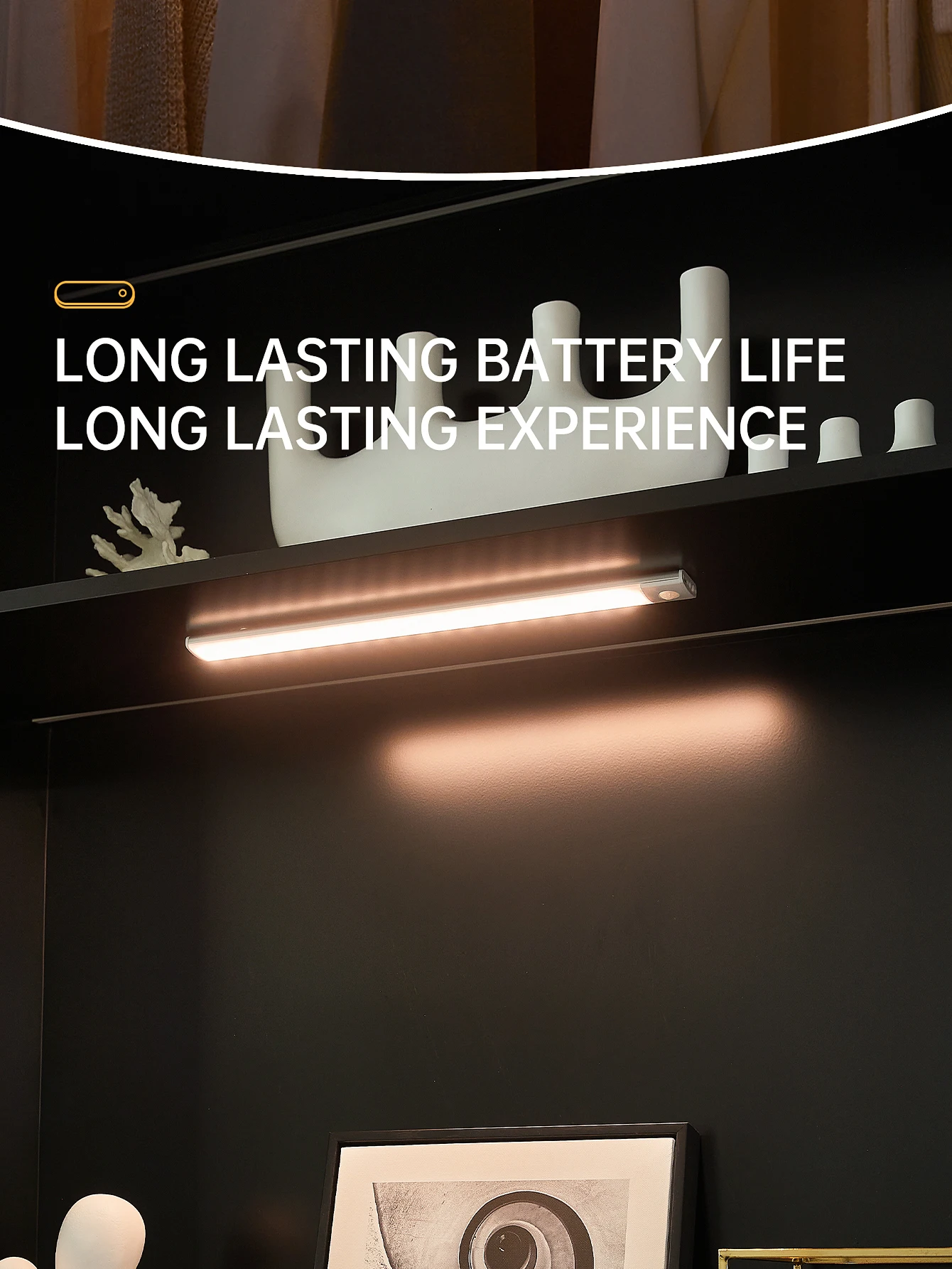 Bedroom Night Light Motion Sensor Lights Wireless USB Under Cabinet Light For Kitchen Cabinet Bedroom Wardrobe Indoor Lighting
