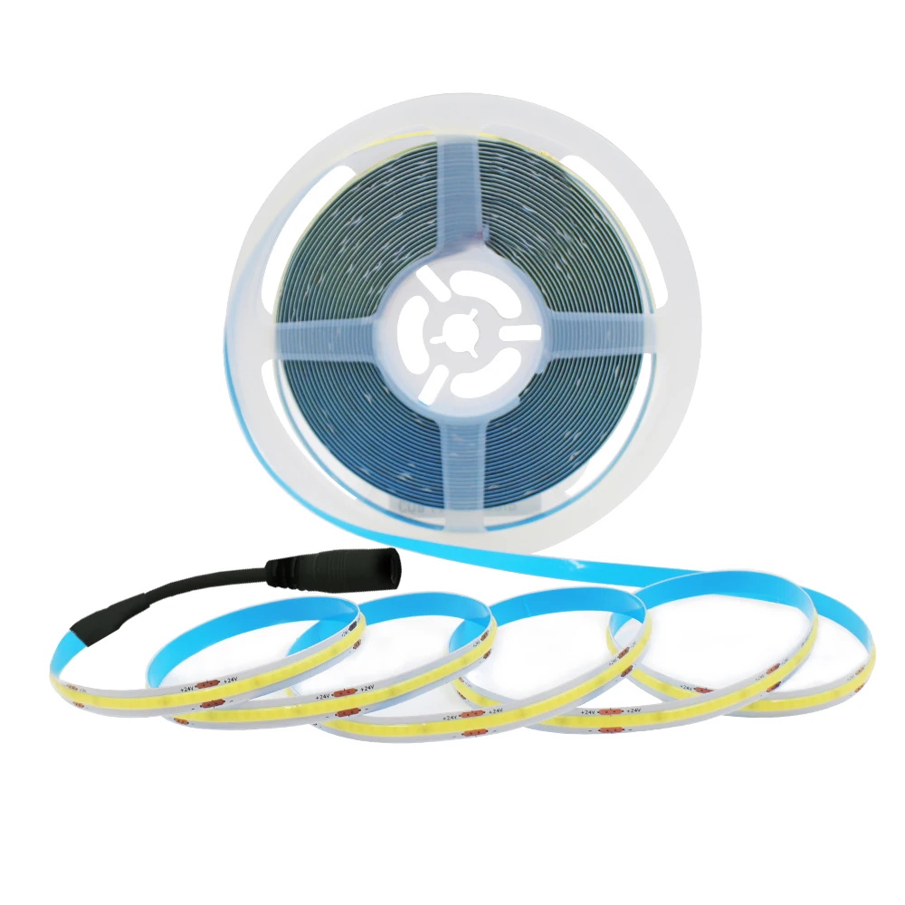 New 12V COB Led Strip With Switch Power Kit US EU UK AU Plug Flexible Light Tape Ra90 320 Leds High Density Linear Lighting