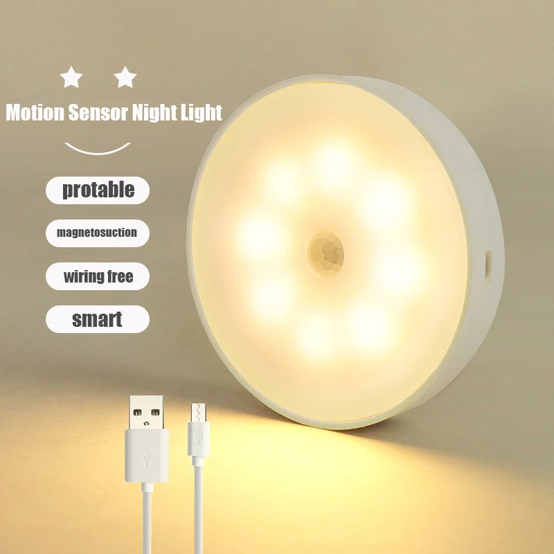 LED Motion Sensor Light Wireless Night Light Under Cabinet Light Closet Lamp Smart Wall-Mounted Body Induction Lamp Home Decor