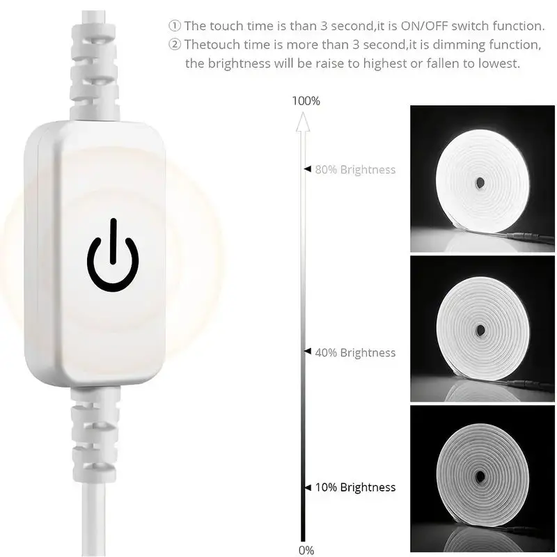 Touch Sensor LED Strip Lights Neon Sign 5V USB Dimmable Waterproof Neon Lamp Flexible Tape Silicone Bedroom Backlight DIY Decor