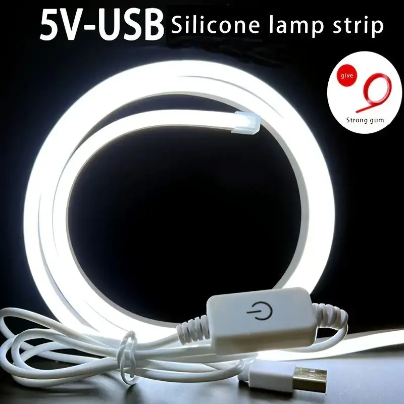 Touch Sensor LED Strip Lights Neon Sign 5V USB Dimmable Waterproof Neon Lamp Flexible Tape Silicone Bedroom Backlight DIY Decor