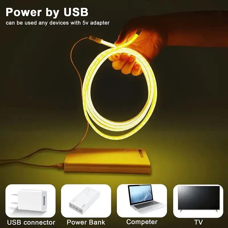 Touch Sensor LED Strip Lights Neon Sign 5V USB Dimmable Waterproof Neon Lamp Flexible Tape Silicone Bedroom Backlight DIY Decor