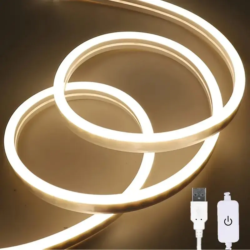 Touch Sensor LED Strip Lights Neon Sign 5V USB Dimmable Waterproof Neon Lamp Flexible Tape Silicone Bedroom Backlight DIY Decor