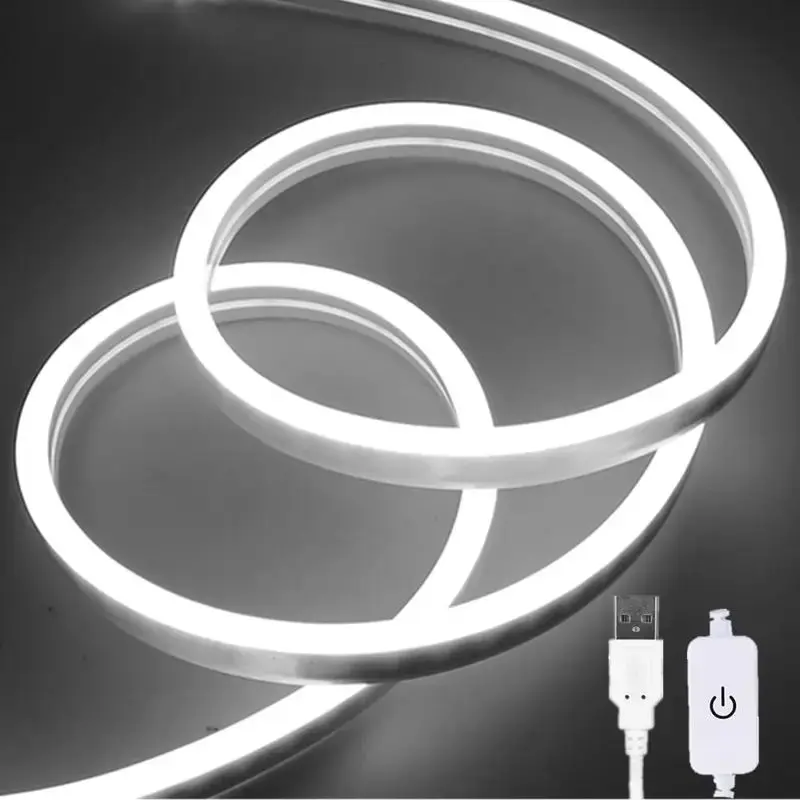 Touch Sensor LED Strip Lights Neon Sign 5V USB Dimmable Waterproof Neon Lamp Flexible Tape Silicone Bedroom Backlight DIY Decor